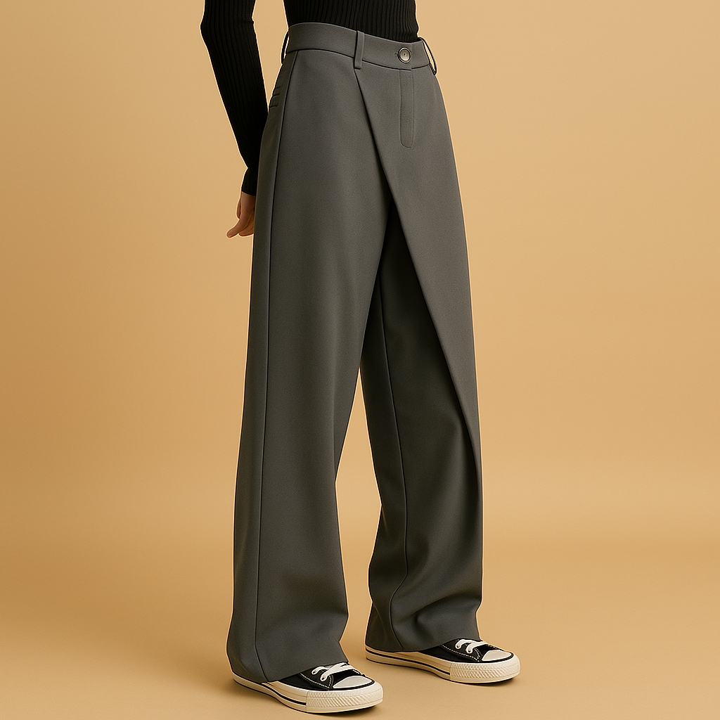 Asymmetric baggy pants for women | Harper 2