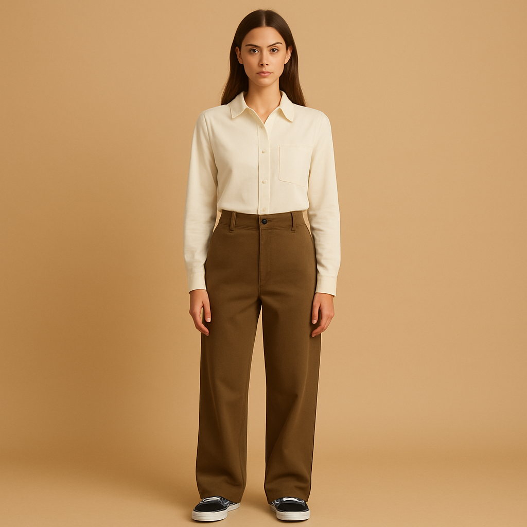 Asymmetric baggy pants for women | Harper 3