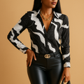 Black and white printed blouse for women | Harper 0