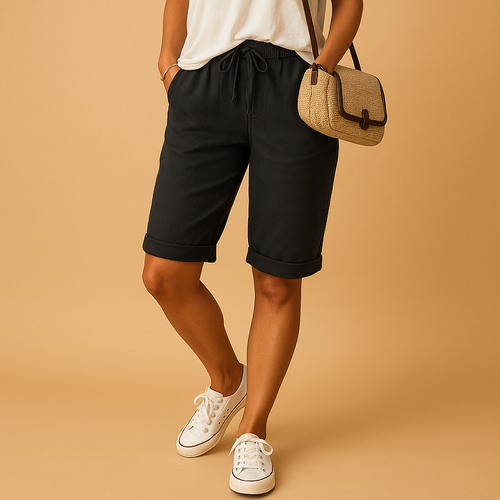 Capri pants with elastic waist for women | Hazel 0