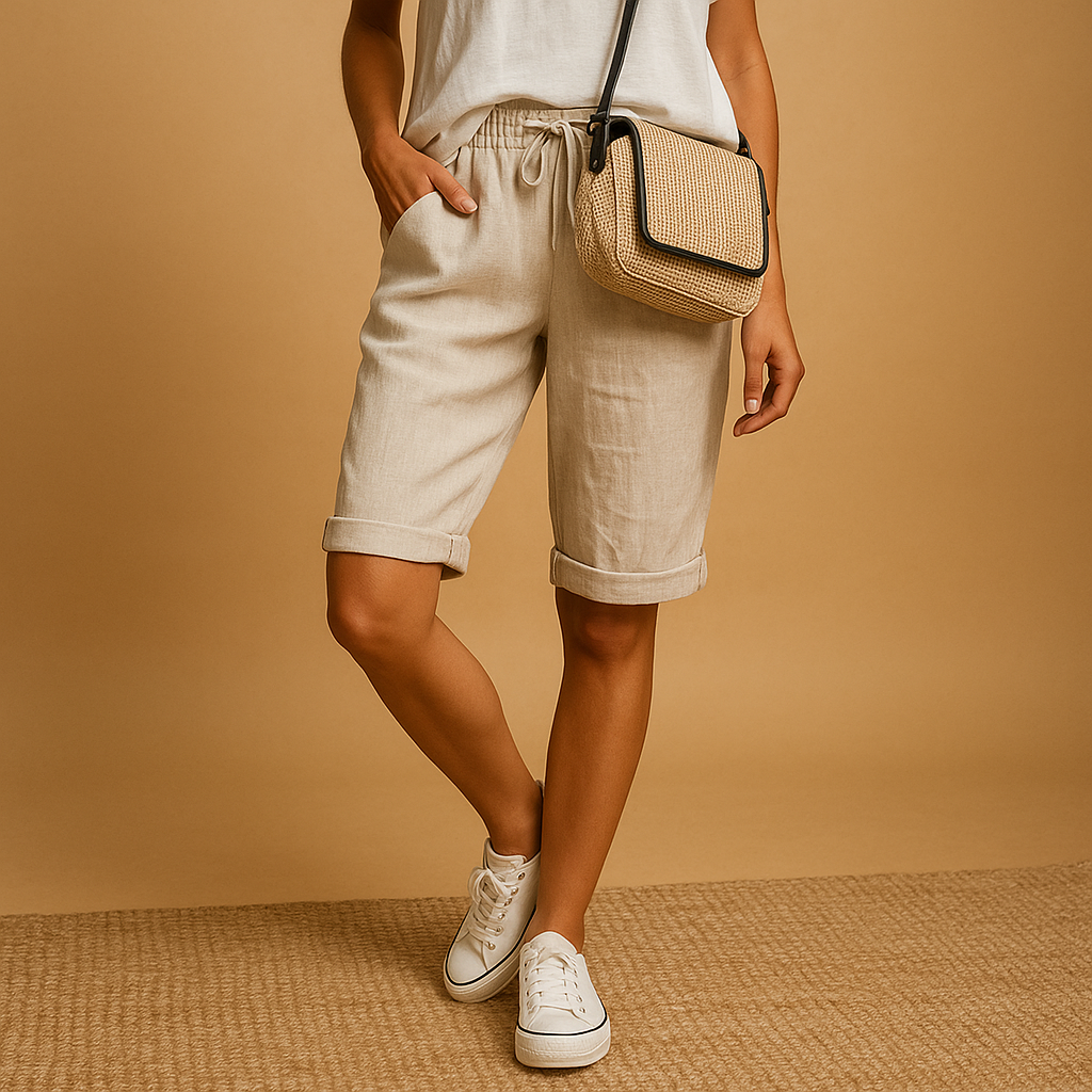 Capri pants with elastic waist for women | Hazel 1