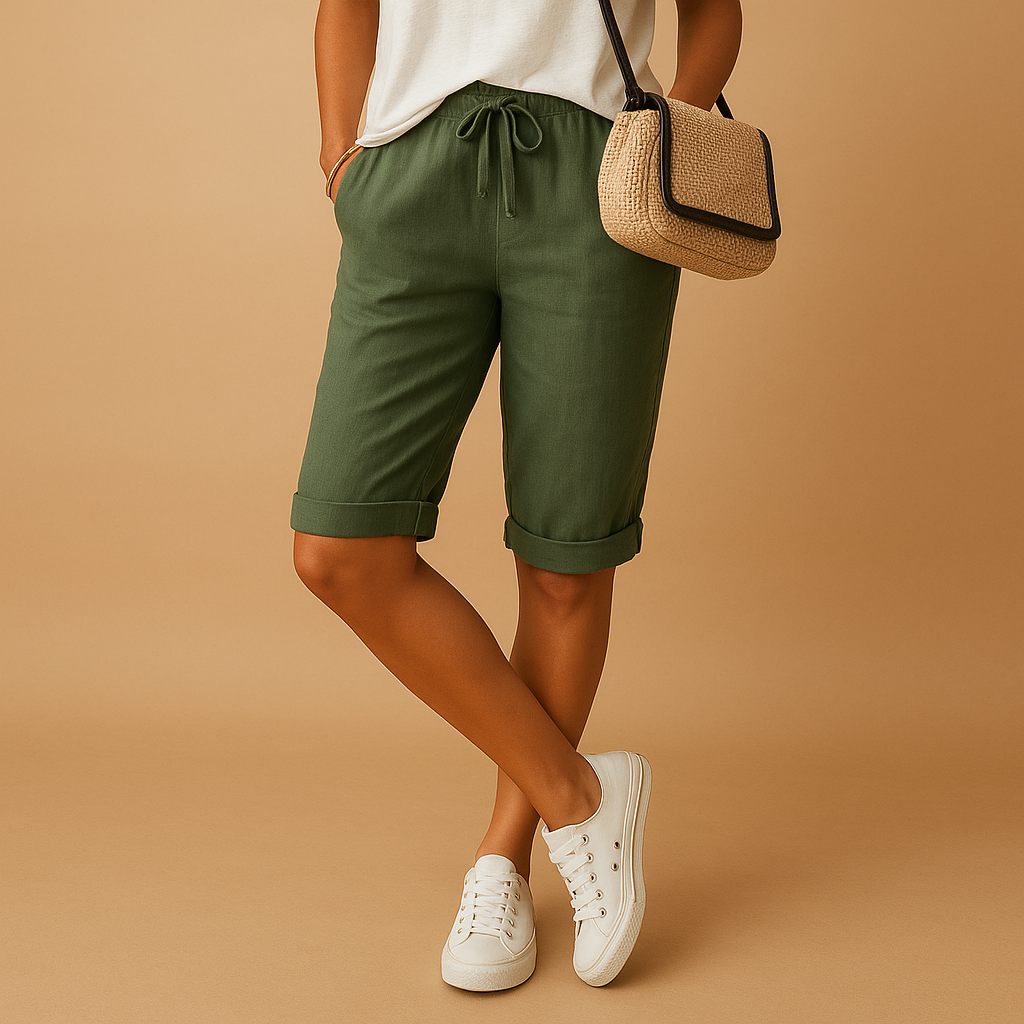 Capri pants with elastic waist for women | Hazel 2