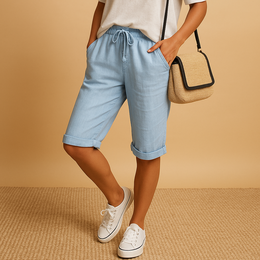 Capri pants with elastic waist for women | Hazel 3