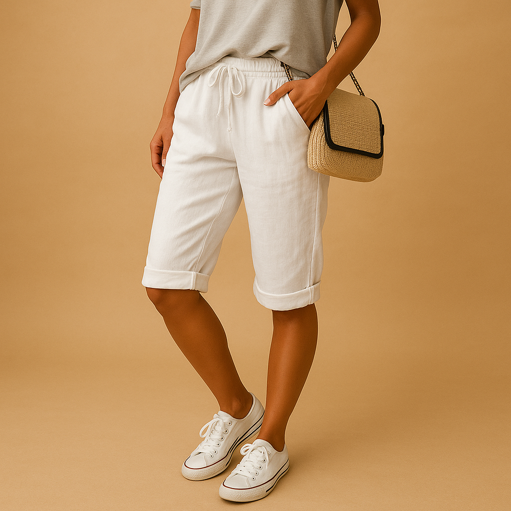 Capri pants with elastic waist for women | Hazel 4