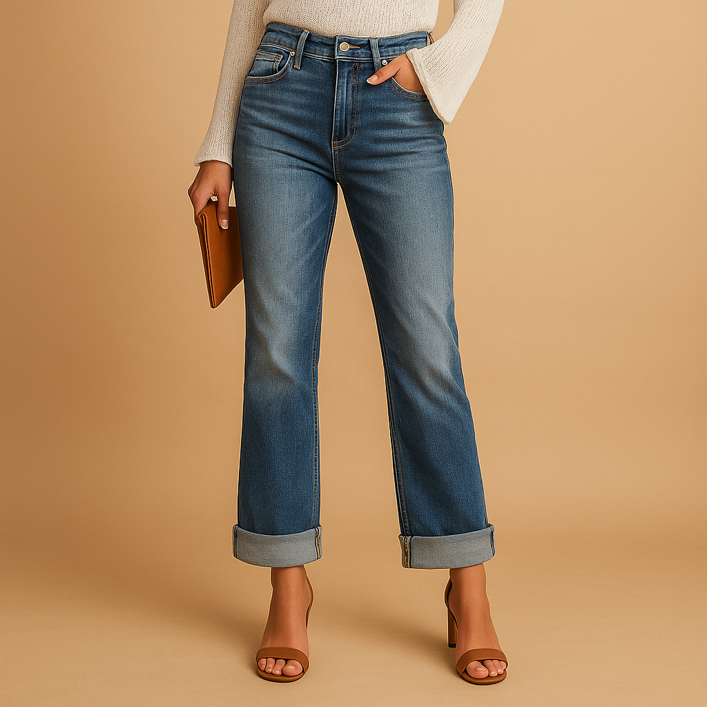 Casual irregular waist jeans for women | Ivy 0
