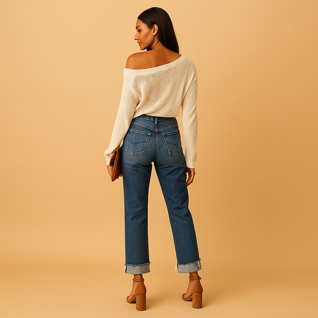 Casual irregular waist jeans for women | Ivy 1