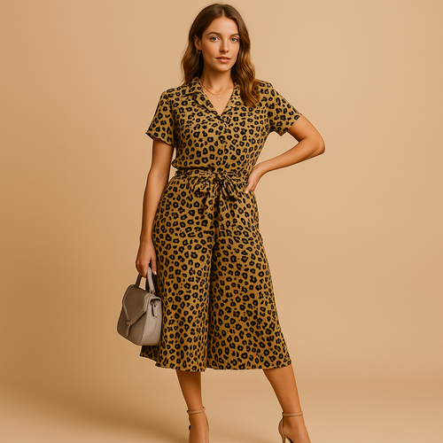 Chic midi dress with short sleeves for women | Eliza 1