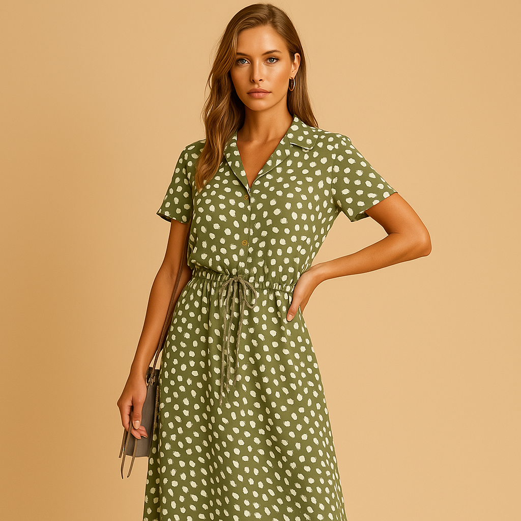 Chic midi dress with short sleeves for women | Eliza 3