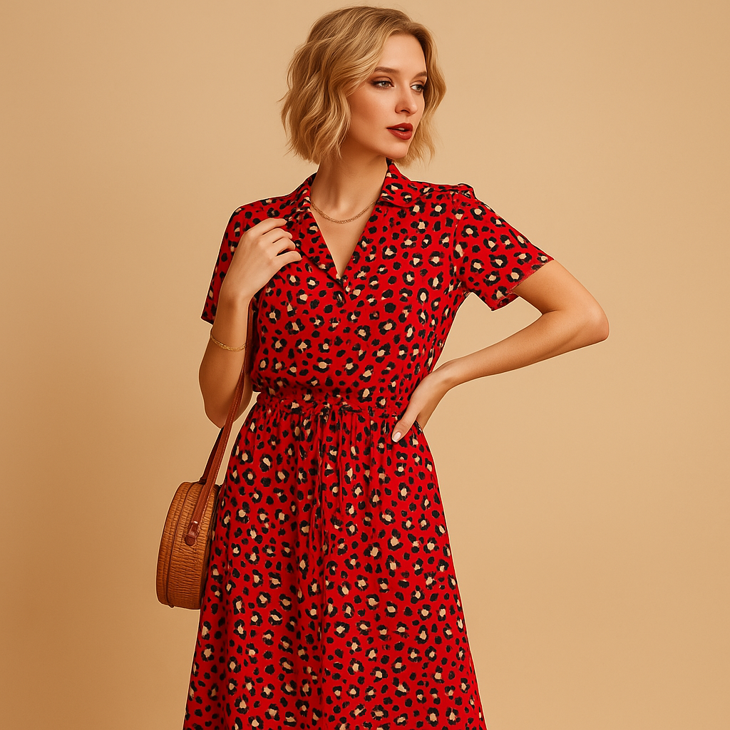 Chic midi dress with short sleeves for women | Eliza 4