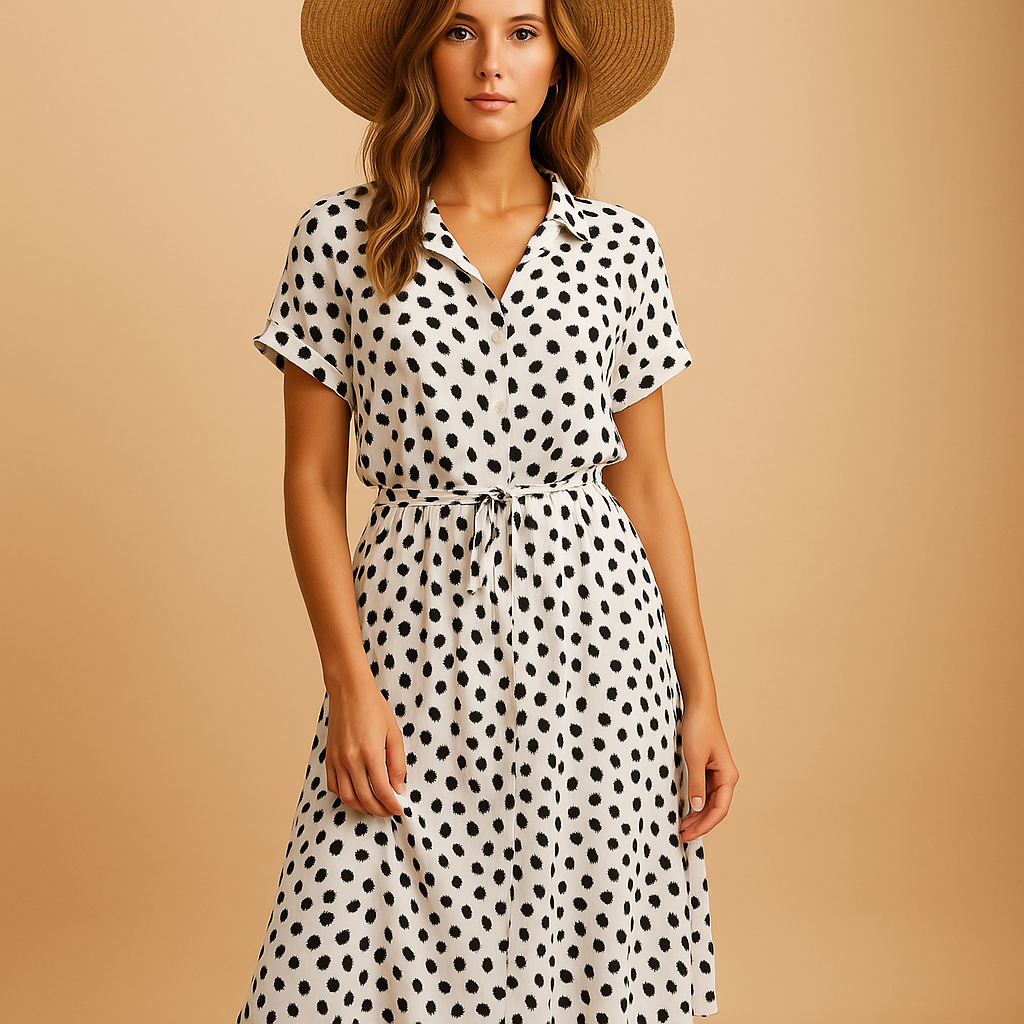 Chic midi dress with short sleeves for women | Eliza 5