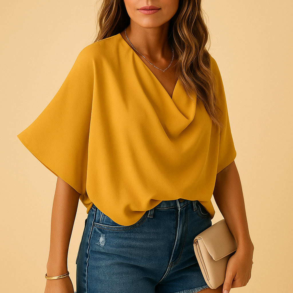 Chiffon blouse with batwing sleeves for women | Hazel 3