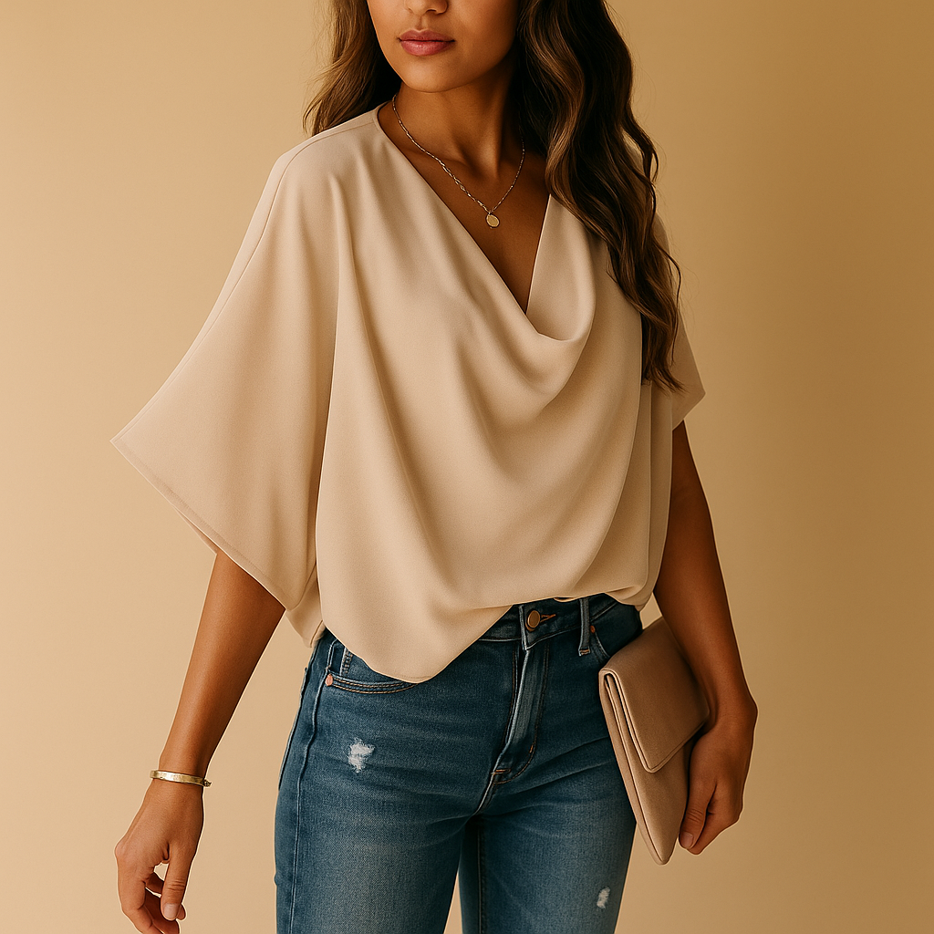 Chiffon blouse with batwing sleeves for women | Hazel 4