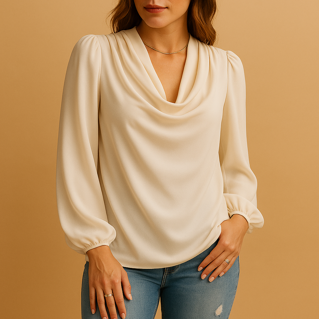 Chiffon blouse with puff sleeves for women | Isla 0