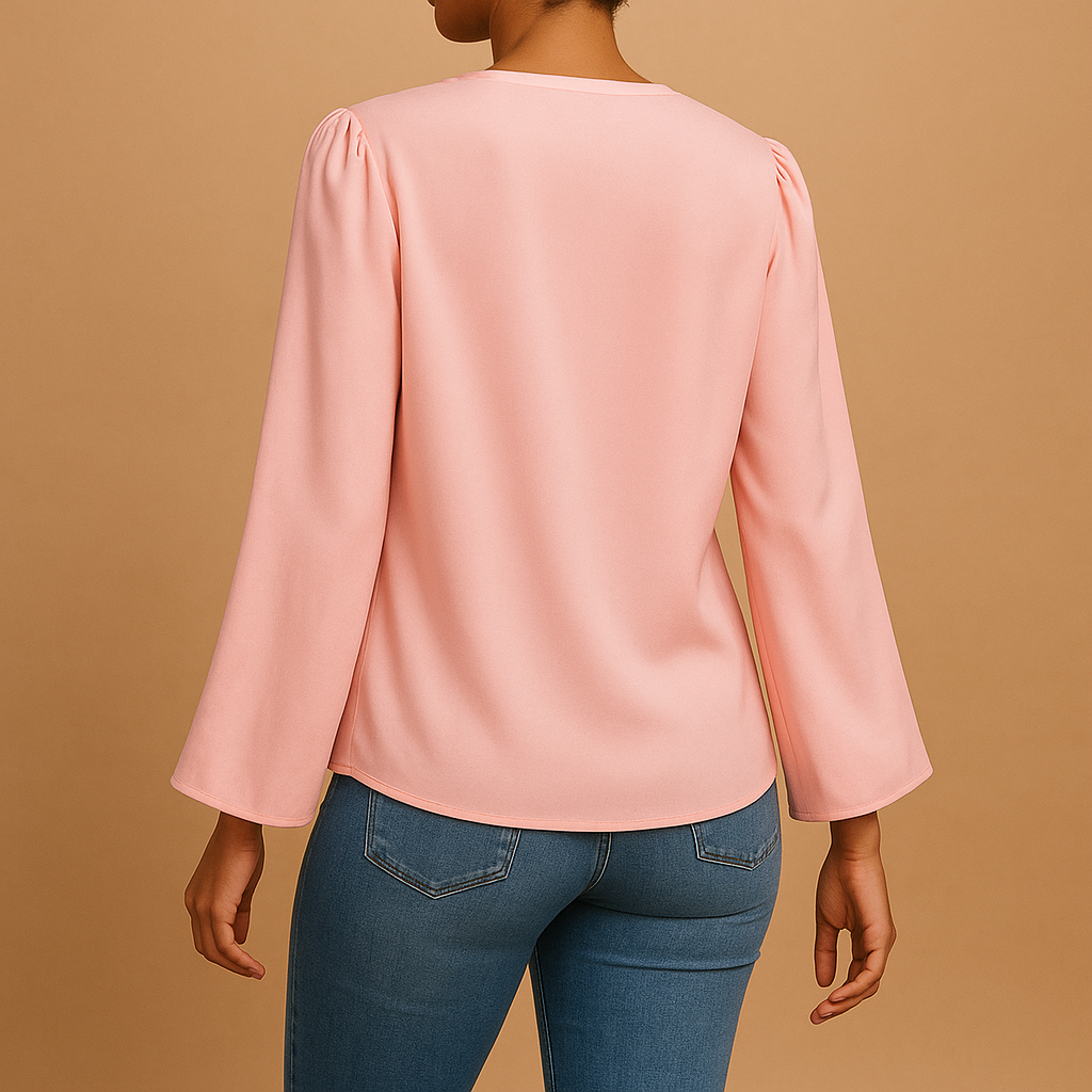 Chiffon blouse with puff sleeves for women | Isla 3