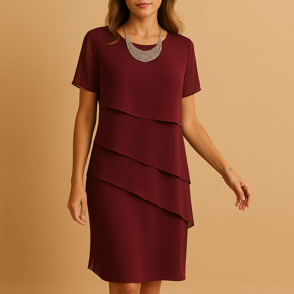 Chiffon layered midi dress for women | Eliana 4