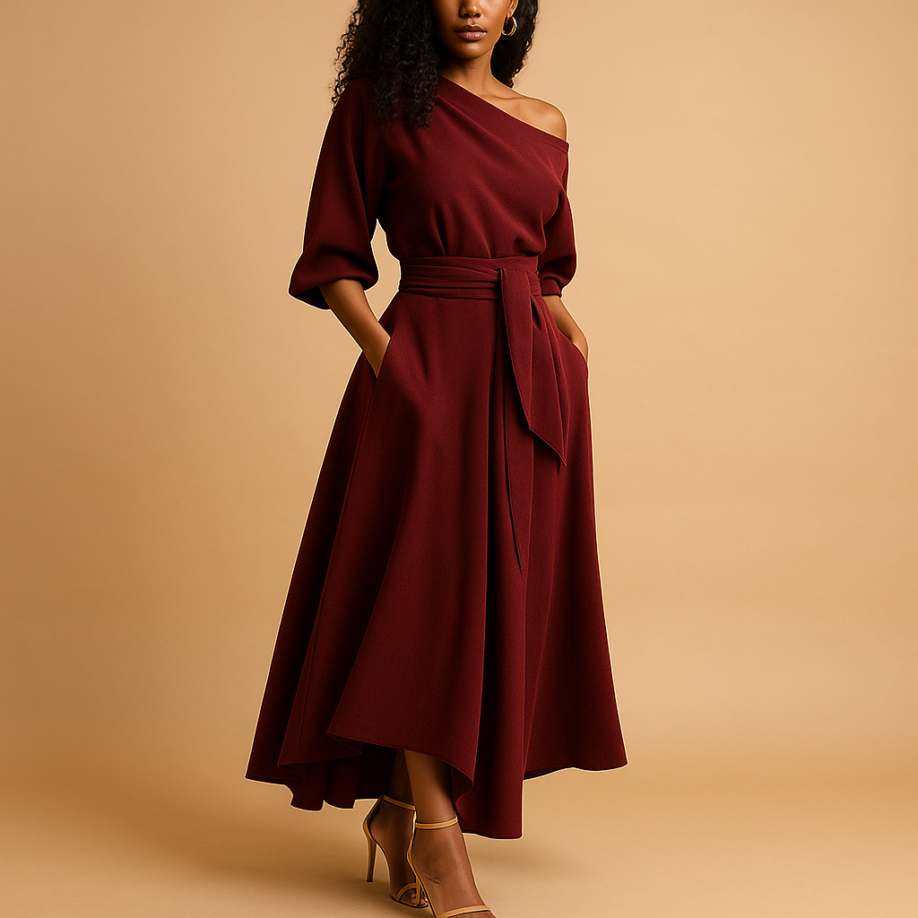 Elegant belted midi dress for women | Maureen 0