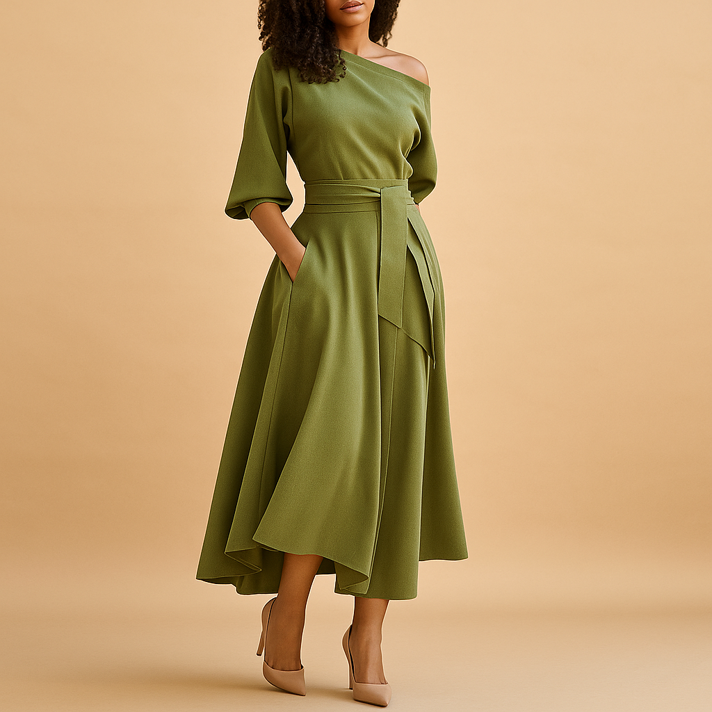 Elegant belted midi dress for women | Maureen 2