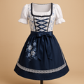Elegant blue lace party dress with apron for women | Christy 0