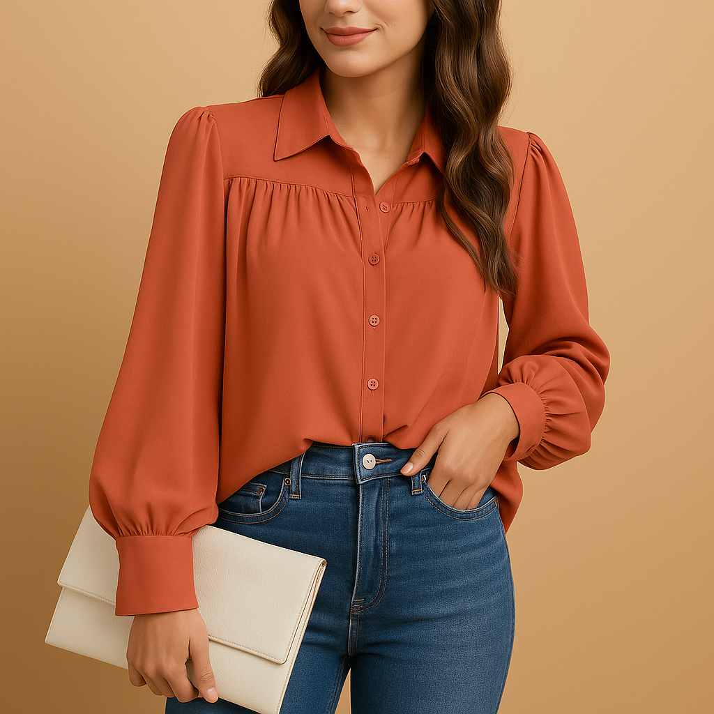 Elegant lantern sleeve blouse for women | Grace 3
