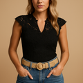 Embroidered V-neck top for women | Lila 0