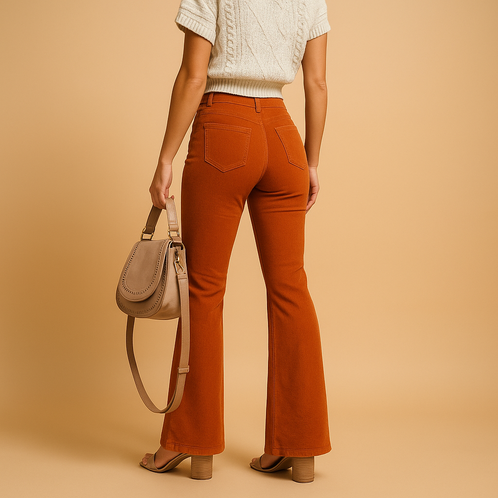Flared corduroy pants for women | Hazel 1