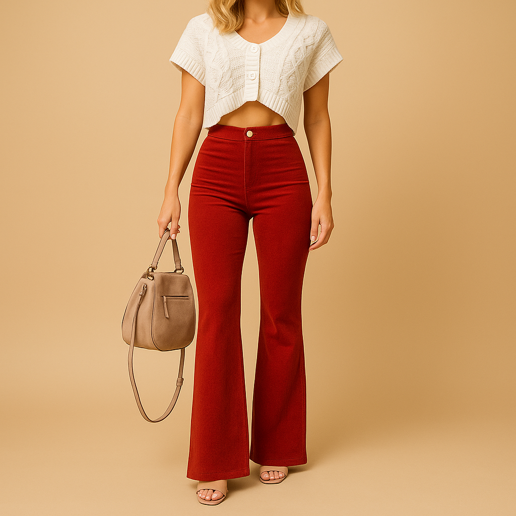 Flared corduroy pants for women | Hazel 2