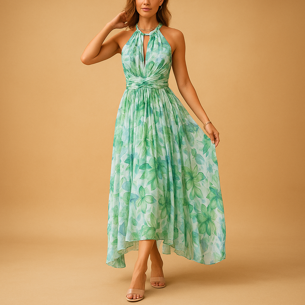 Floral sleeveless maxi dress for women | Isabelle 1