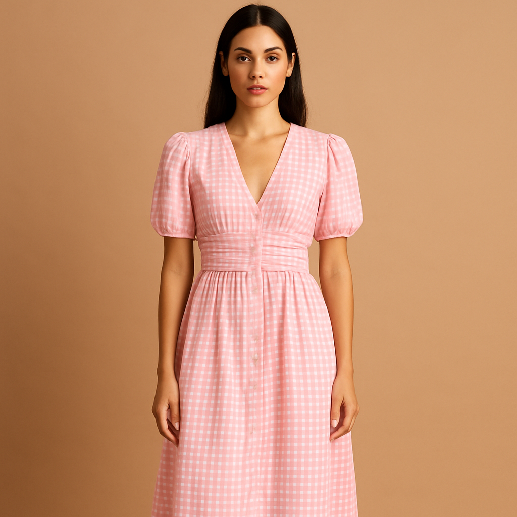 Flowy buttoned maxi dress with long sleeves for women | Danique 4