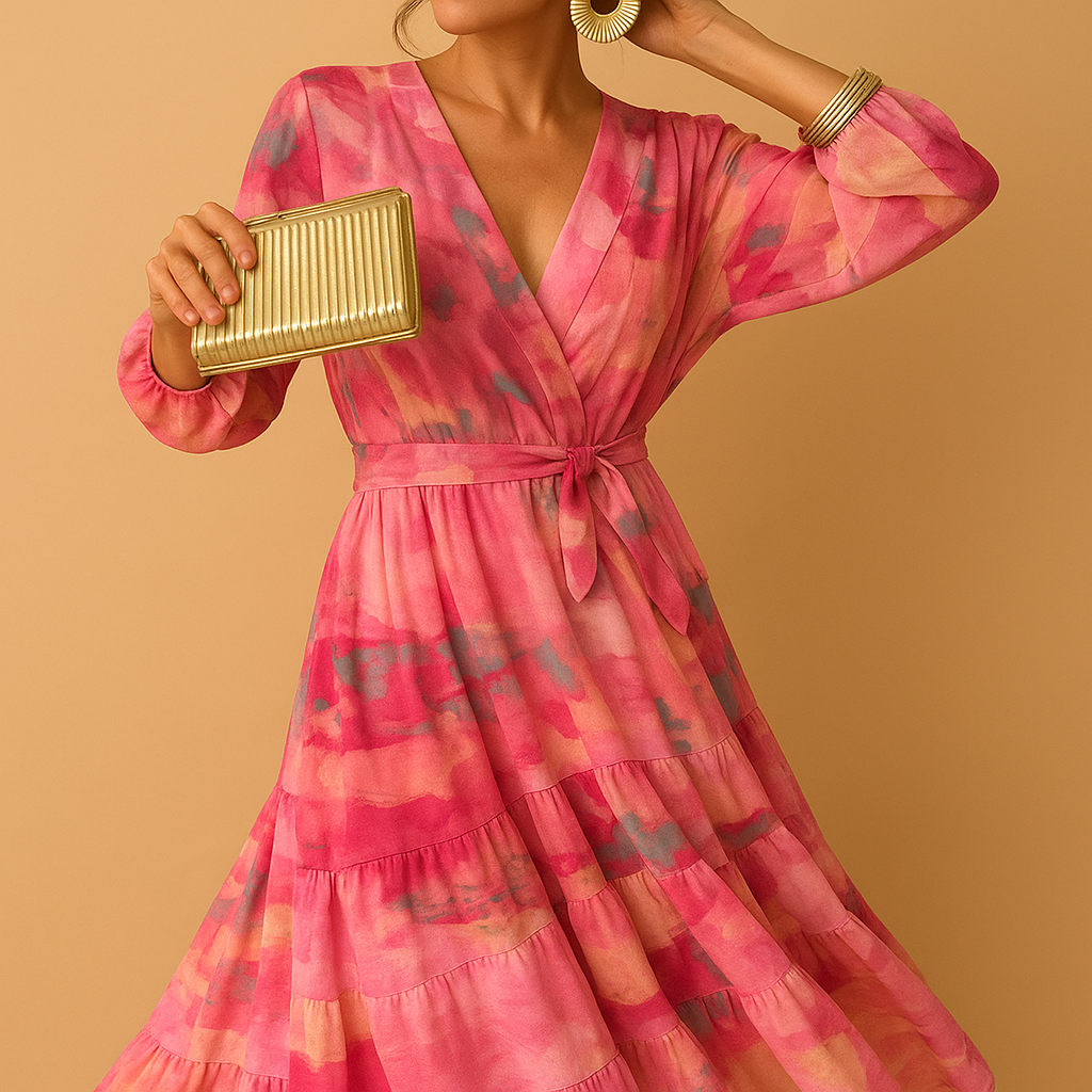 Flowy long summer dress with sleeves for women | Ivy 2