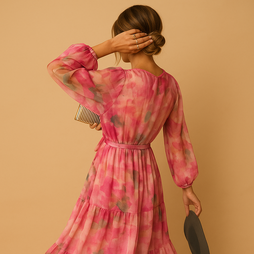 Flowy long summer dress with sleeves for women | Ivy 3