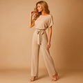 Glitter halterneck jumpsuit with open back for women | Eliza 0
