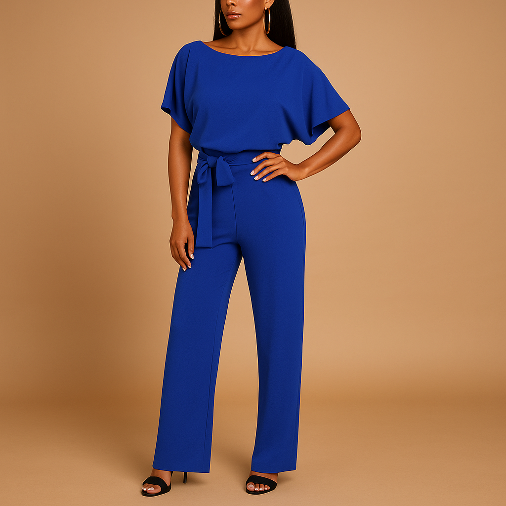 Glitter halterneck jumpsuit with open back for women | Eliza 2