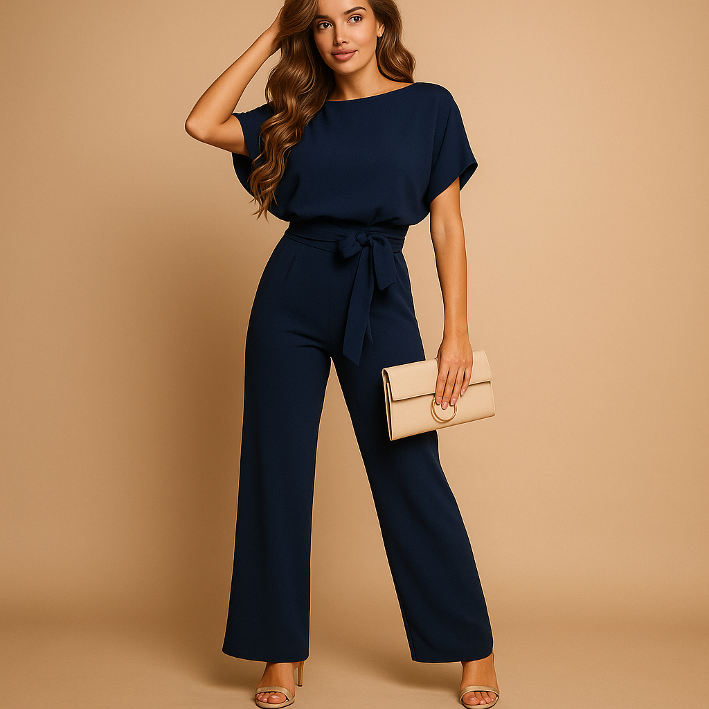 Glitter halterneck jumpsuit with open back for women | Eliza 3