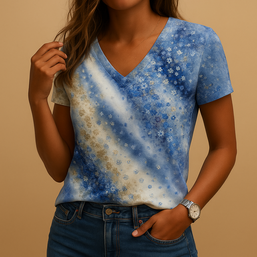 Gradient V-neck summer blouse for women | Layla 2