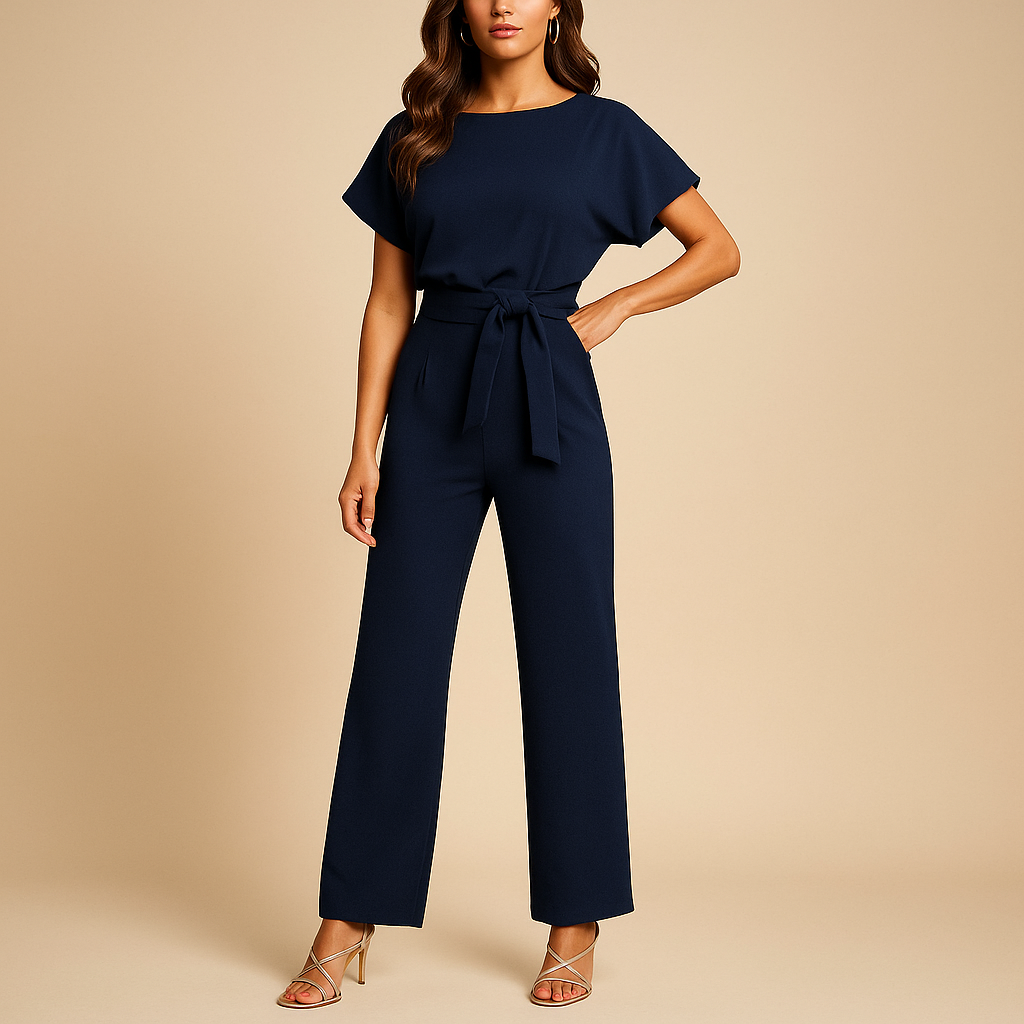 High-waist jumpsuit with lace-up detail for women | Tessa 1