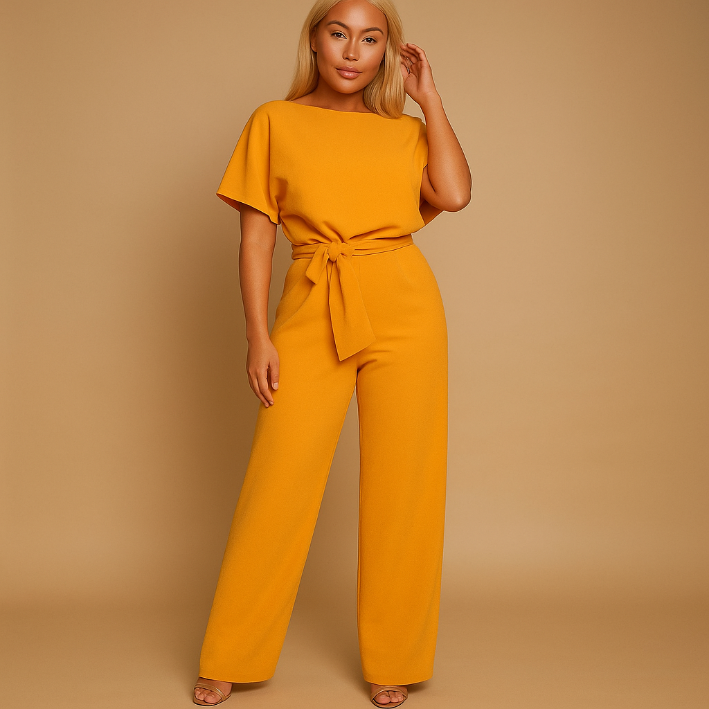 High-waist jumpsuit with lace-up detail for women | Tessa 2