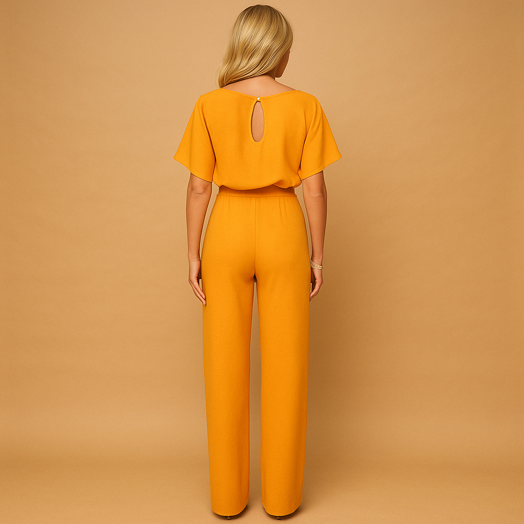 High-waist jumpsuit with lace-up detail for women | Tessa 3