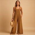 High-waisted summer jumpsuit with wide legs for women | Hazel 0