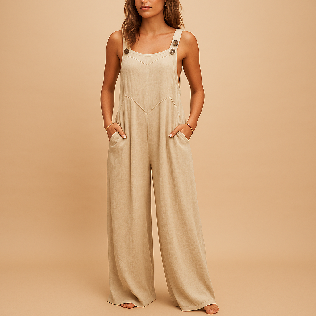 High-waisted summer jumpsuit with wide legs for women | Hazel 1