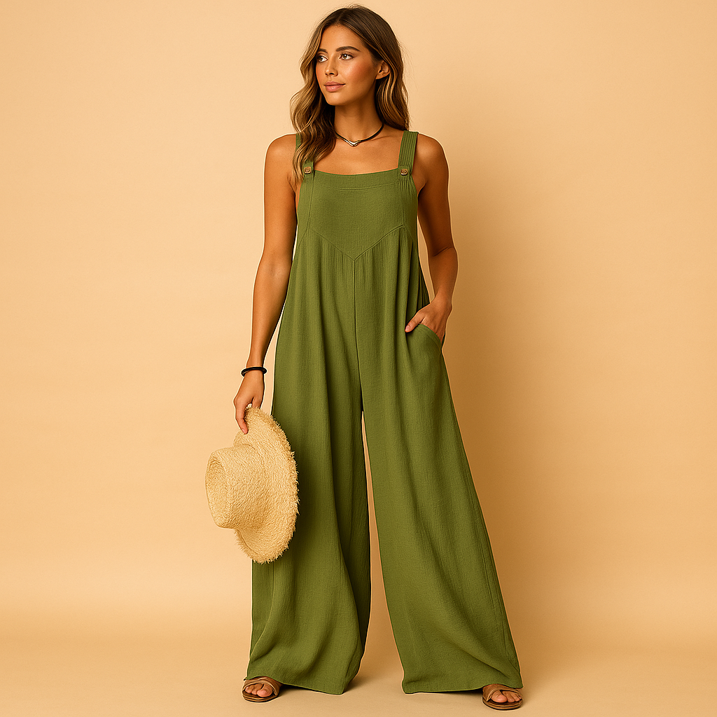 High-waisted summer jumpsuit with wide legs for women | Hazel 5