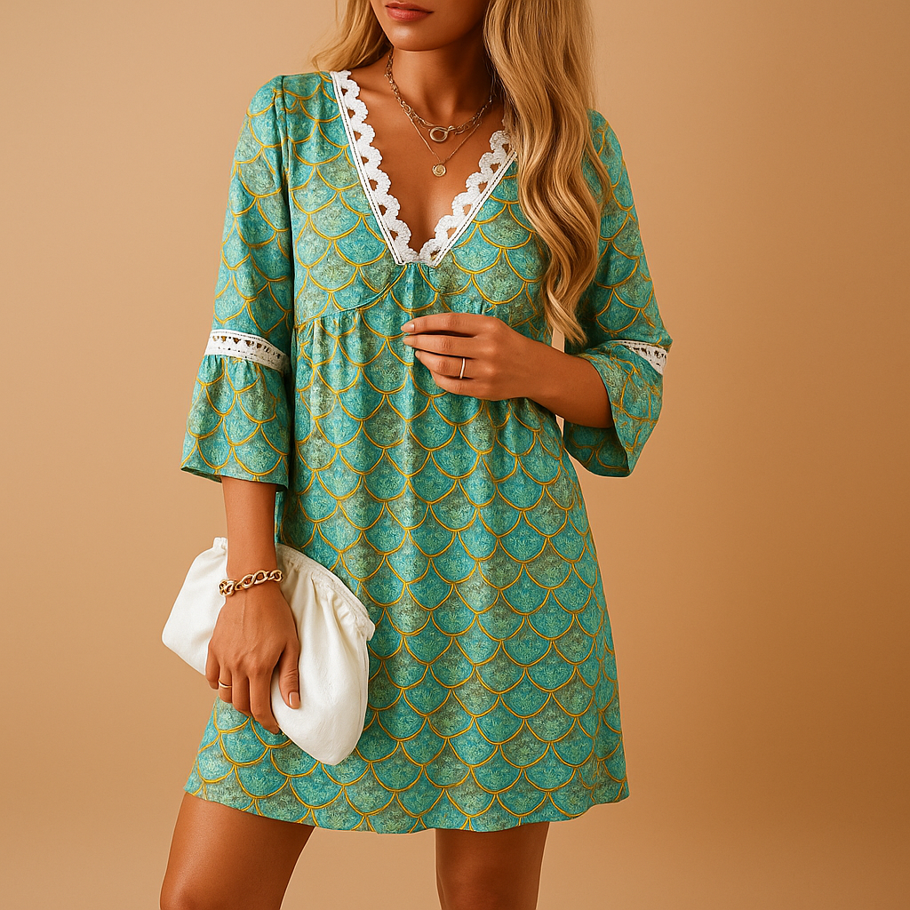 Knee-length summer dress with short sleeves for women | Lotte 2