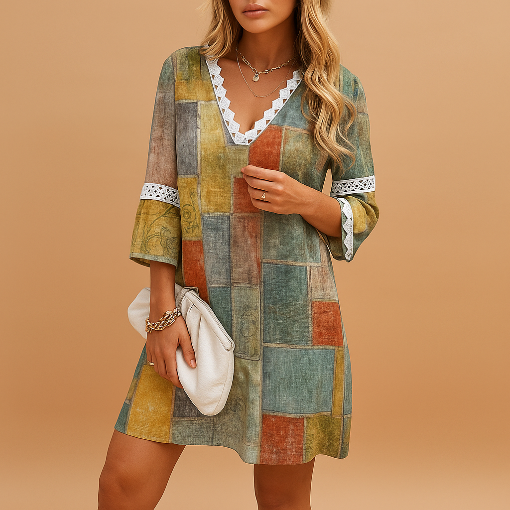 Knee-length summer dress with short sleeves for women | Lotte 3