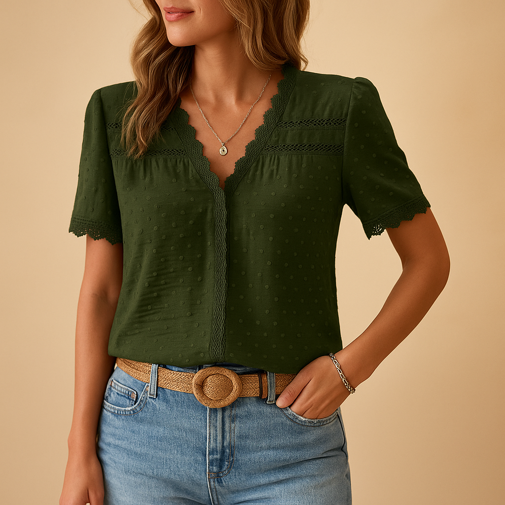 Lace V-neck blouse for women | Daphne 0