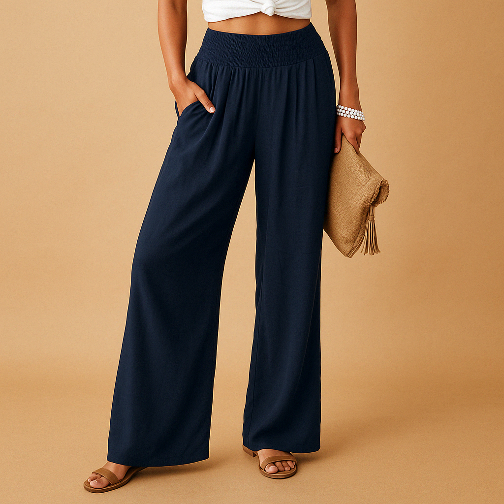 Lightweight summer pants with elastic waist for women | Clara 3
