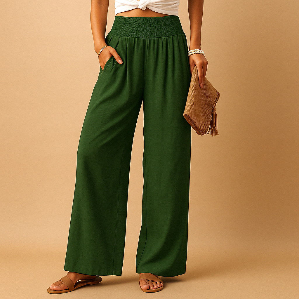 Lightweight summer pants with elastic waist for women | Clara 6