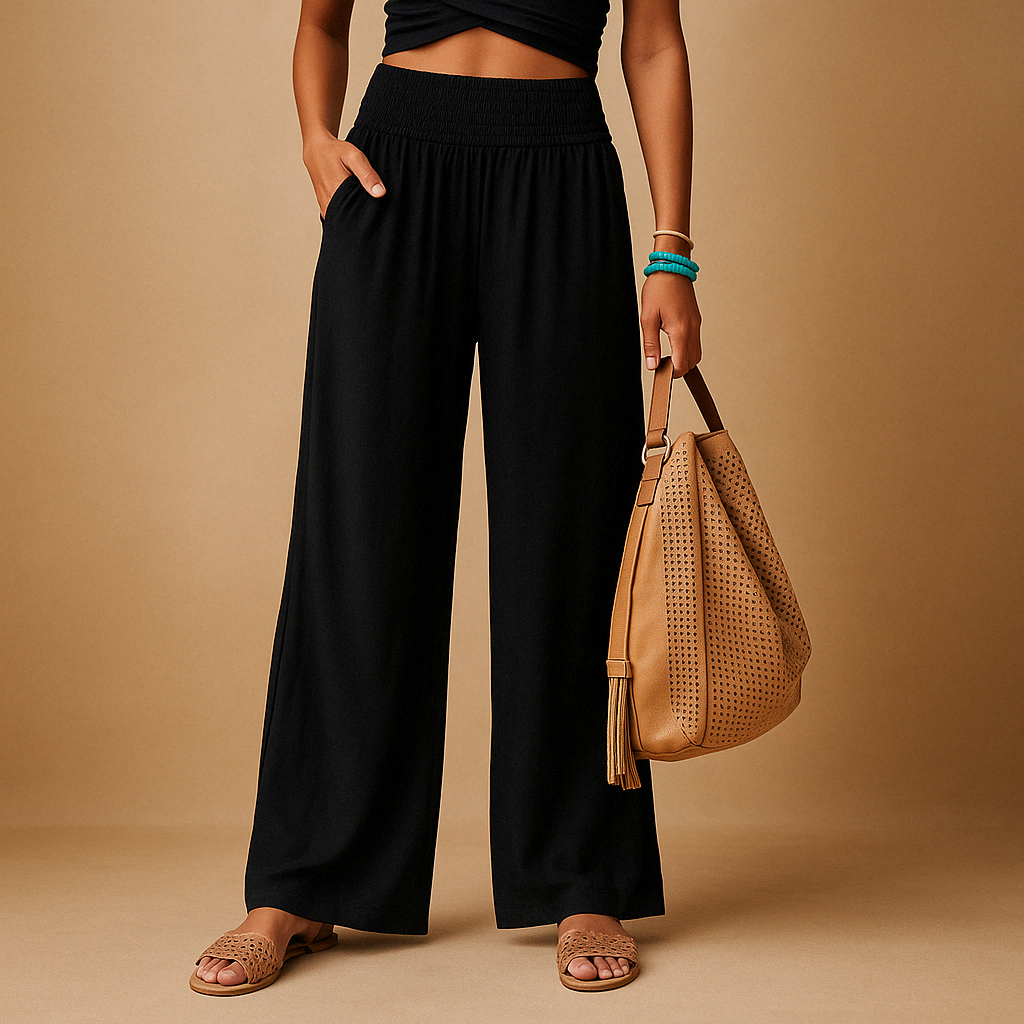 Lightweight summer pants with elastic waist for women | Clara 7