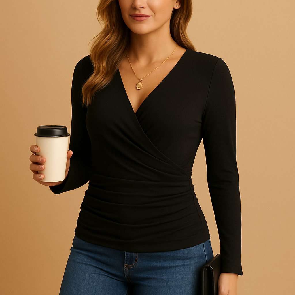 Long-sleeve V-neck shirt for women | Harper 2