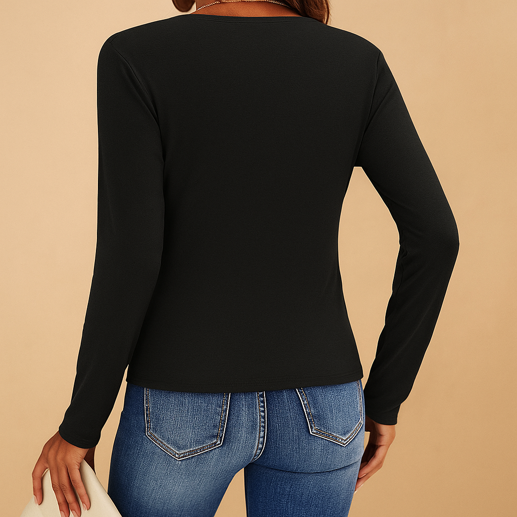 Long-sleeve V-neck shirt for women | Harper 3