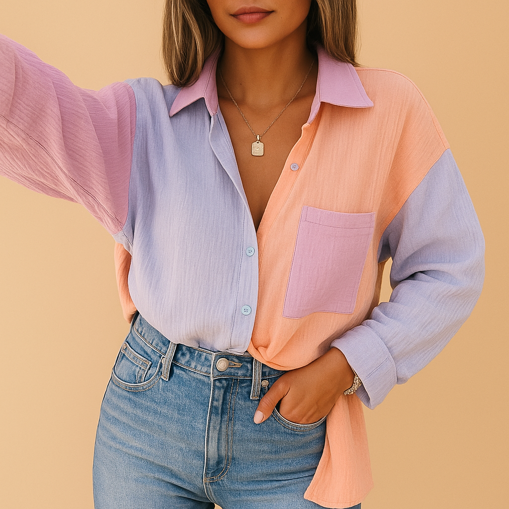 Patchwork blouse for women | Hazel 0