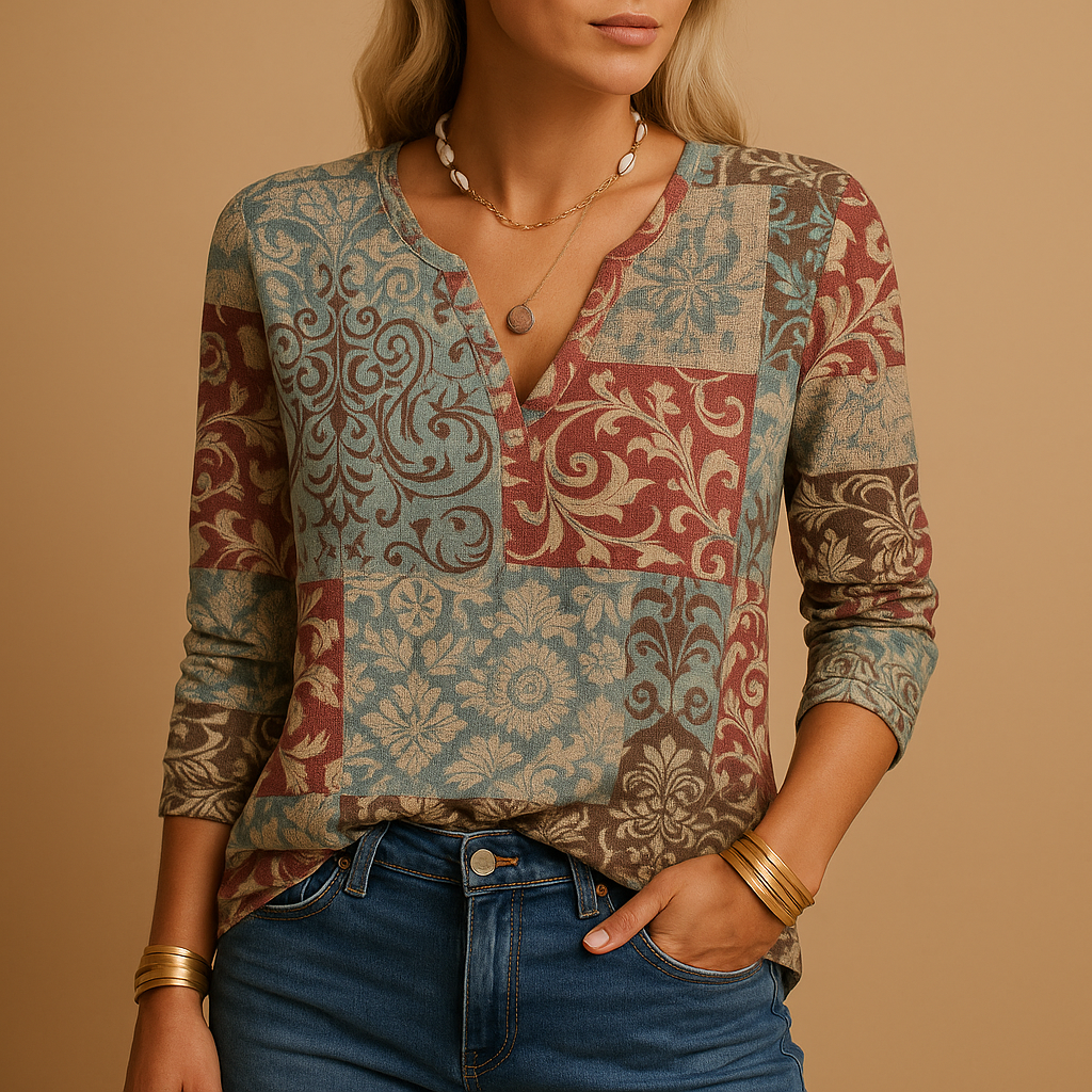 Printed long sleeve top for women | Harper 0